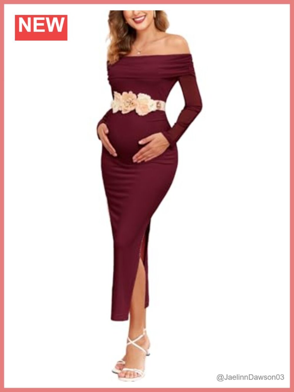 Maternity Mesh Off Shoulder Ruched Bodycon Midi Dress Baby Shower